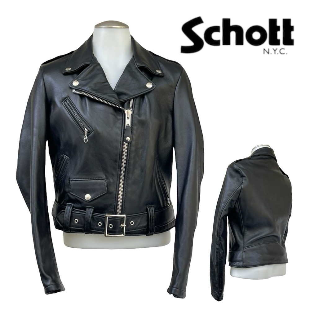 Schott NYC Black Leather Motorcycle Jacket